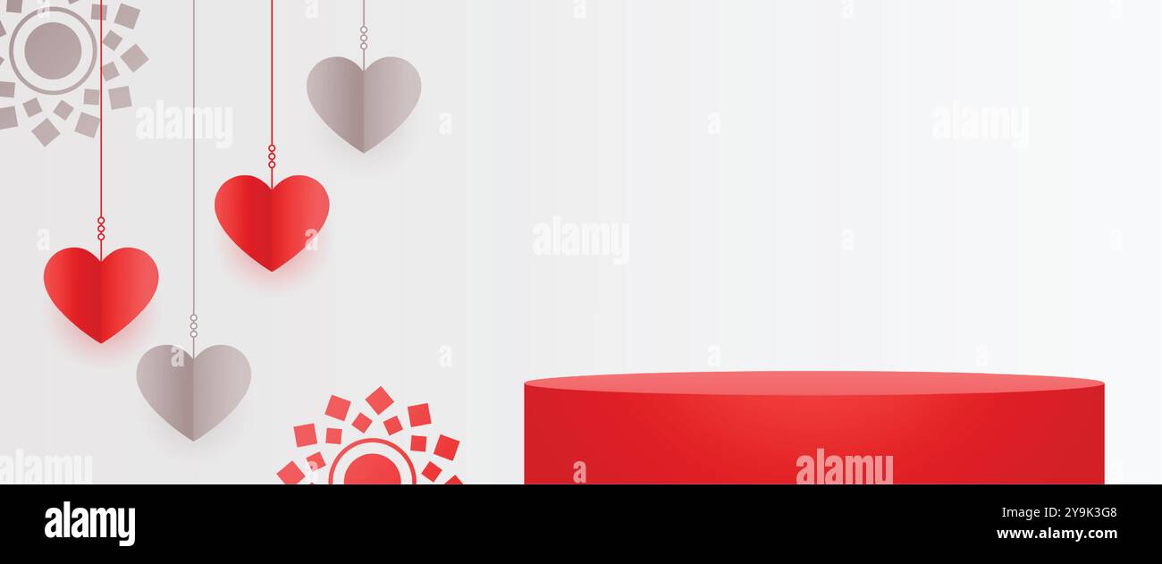 3d podium platform banner for valentines day lovely partner vector ...