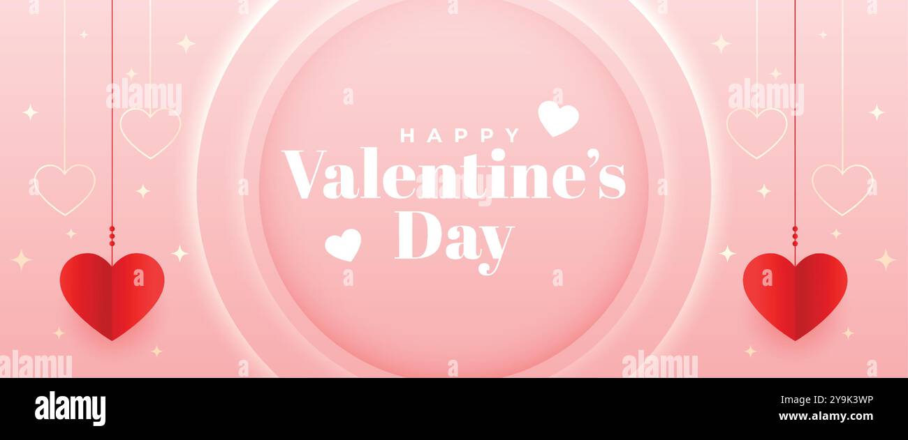 valentines day feast of saint banner with hanging paper hearts vector ...