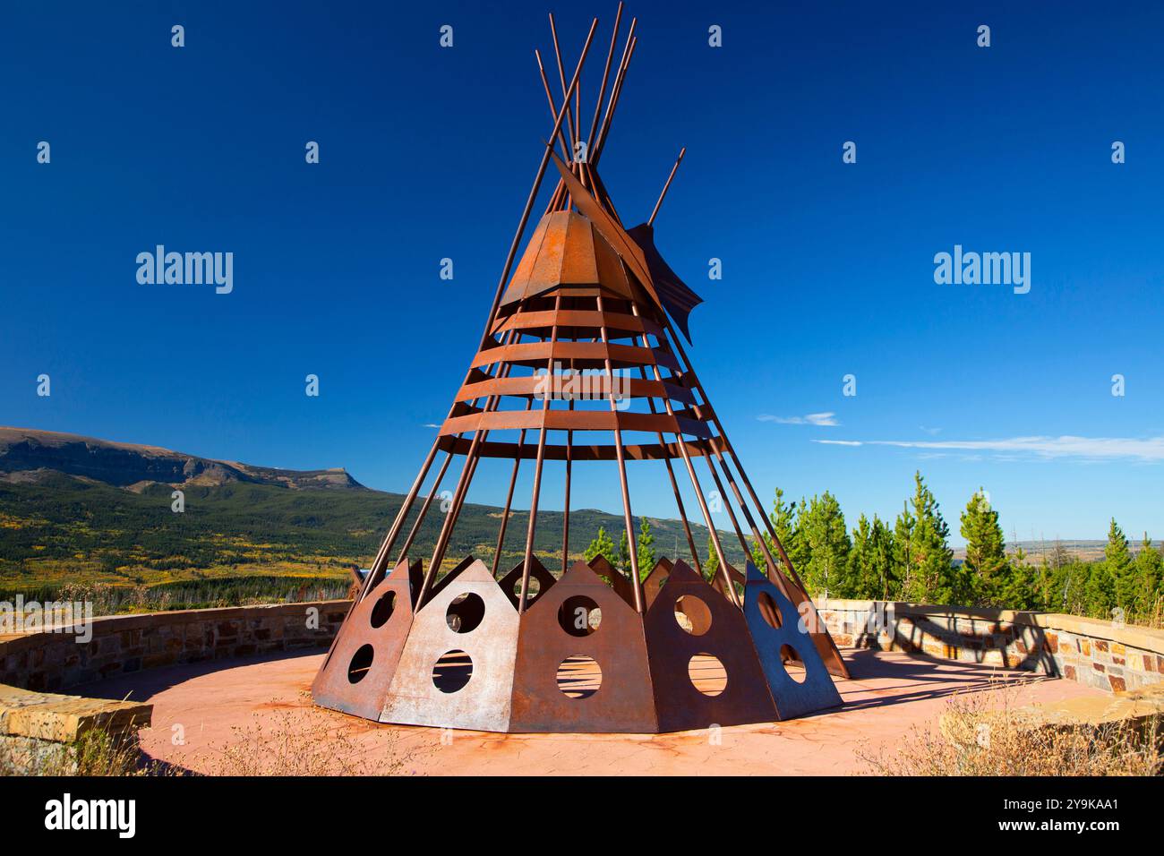 Blackfeet Indian Memorial, Blackfeet Indian Reservation, Montana Stock Photo