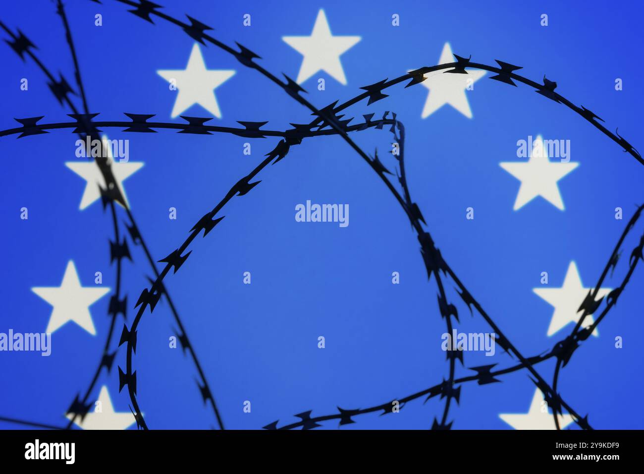 Symbolic image, migration, defence against refugees wanting to enter ...