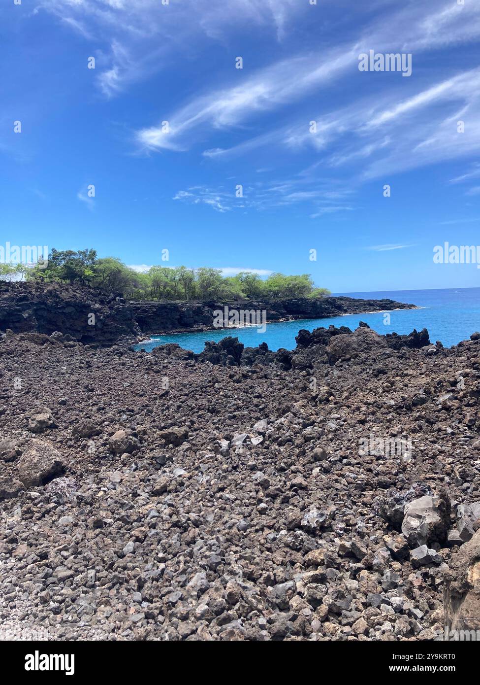 lava rock beach on big island of Hawai'i - Smartphone Captured Stock Image