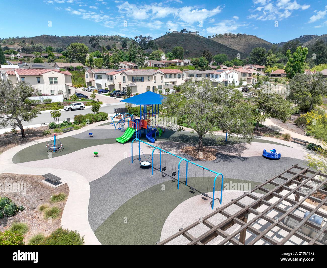 Aerial view of middle class community big houses, Escondido, South ...