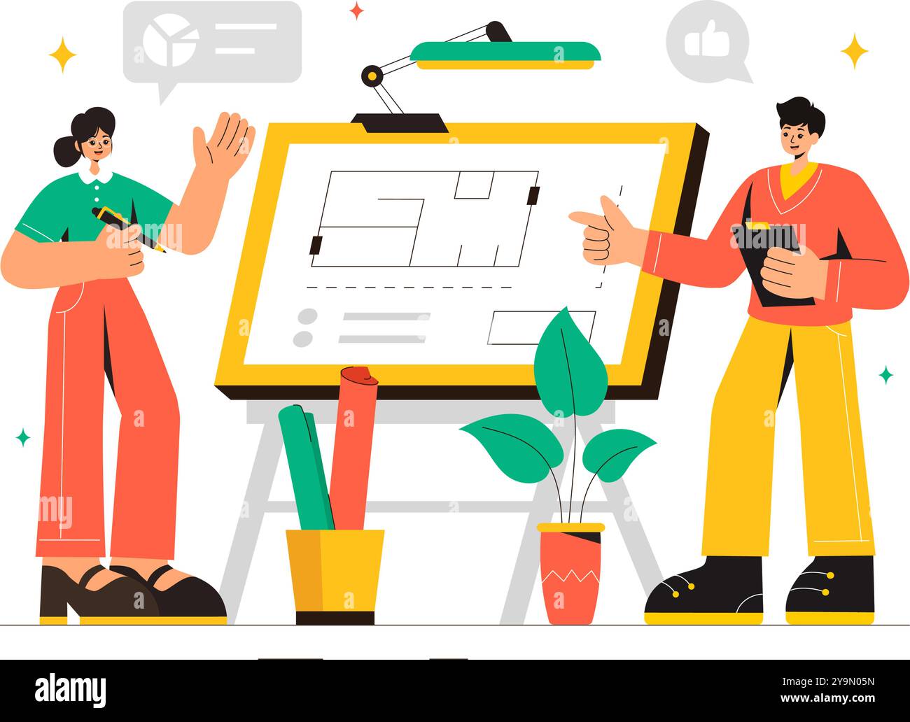 Projecting Drafting House plans and measure Stock Vector Images - Alamy