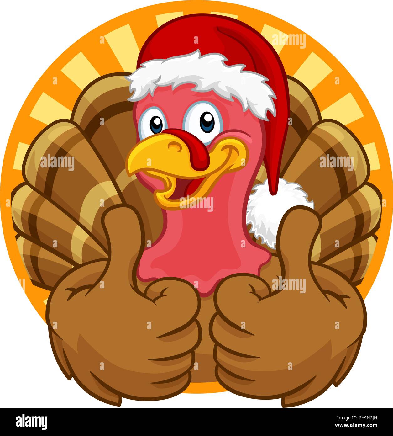 Turkey In Santa Hat Christmas Thanksgiving Cartoon Stock Vector Image ...