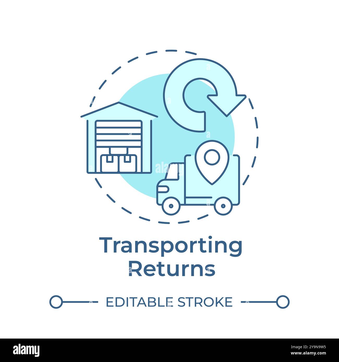 Transporting returns soft blue concept icon Stock Vector