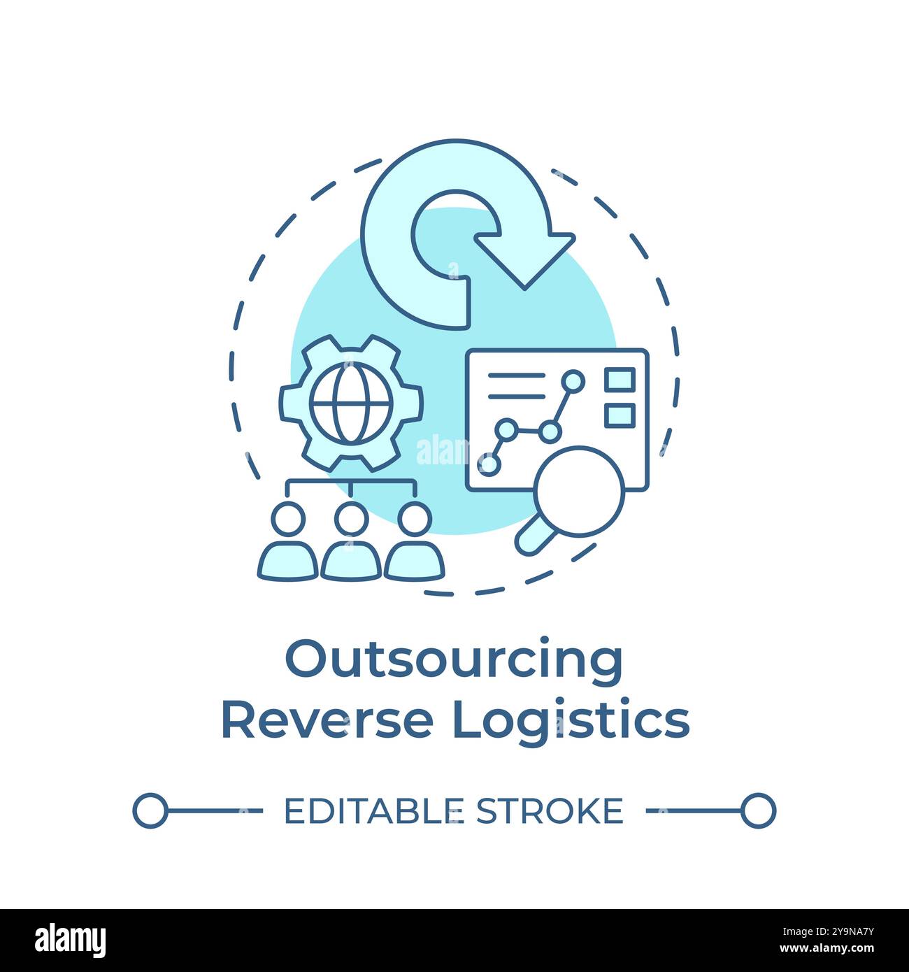 Outsourcing reverse logistics soft blue concept icon Stock Vector