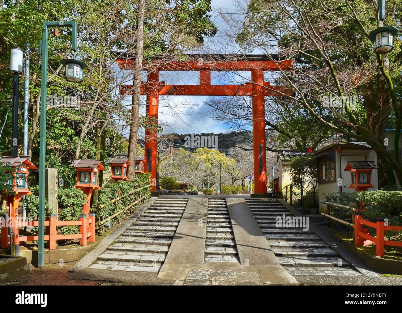 Torii gate entrance of Maruyama-koen Park on the east side of Yasaka ...
