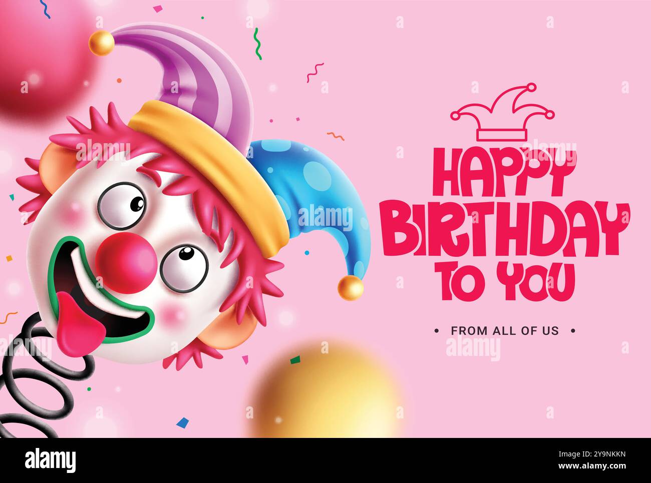 Happy birthday clown character vector template design. Birthday ...