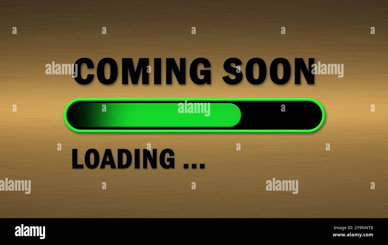 COMING SOON lettering in black color - green loading progress bar in ...