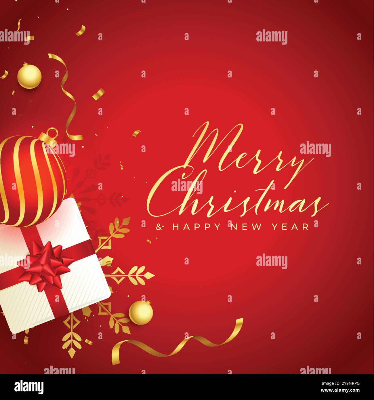 3d realistic merry christmas red background