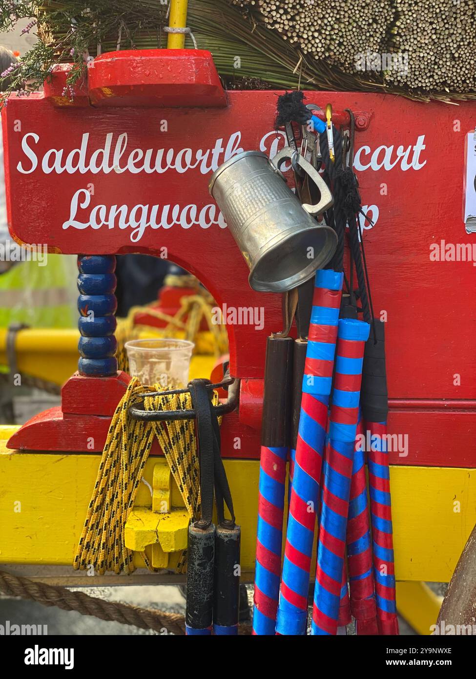 Saddleworth Morris men, Rushcart festival, August 2023, Saddleworth, Greater Manchester, U.K. - Smartphone Captured Stock Image