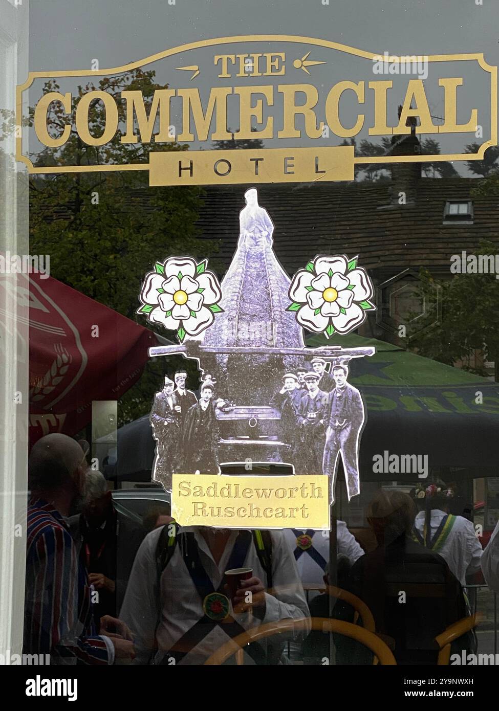 Saddleworth Morris men, Rushcart festival, August 2023, Saddleworth, Greater Manchester, U.K. - Smartphone Captured Stock Image