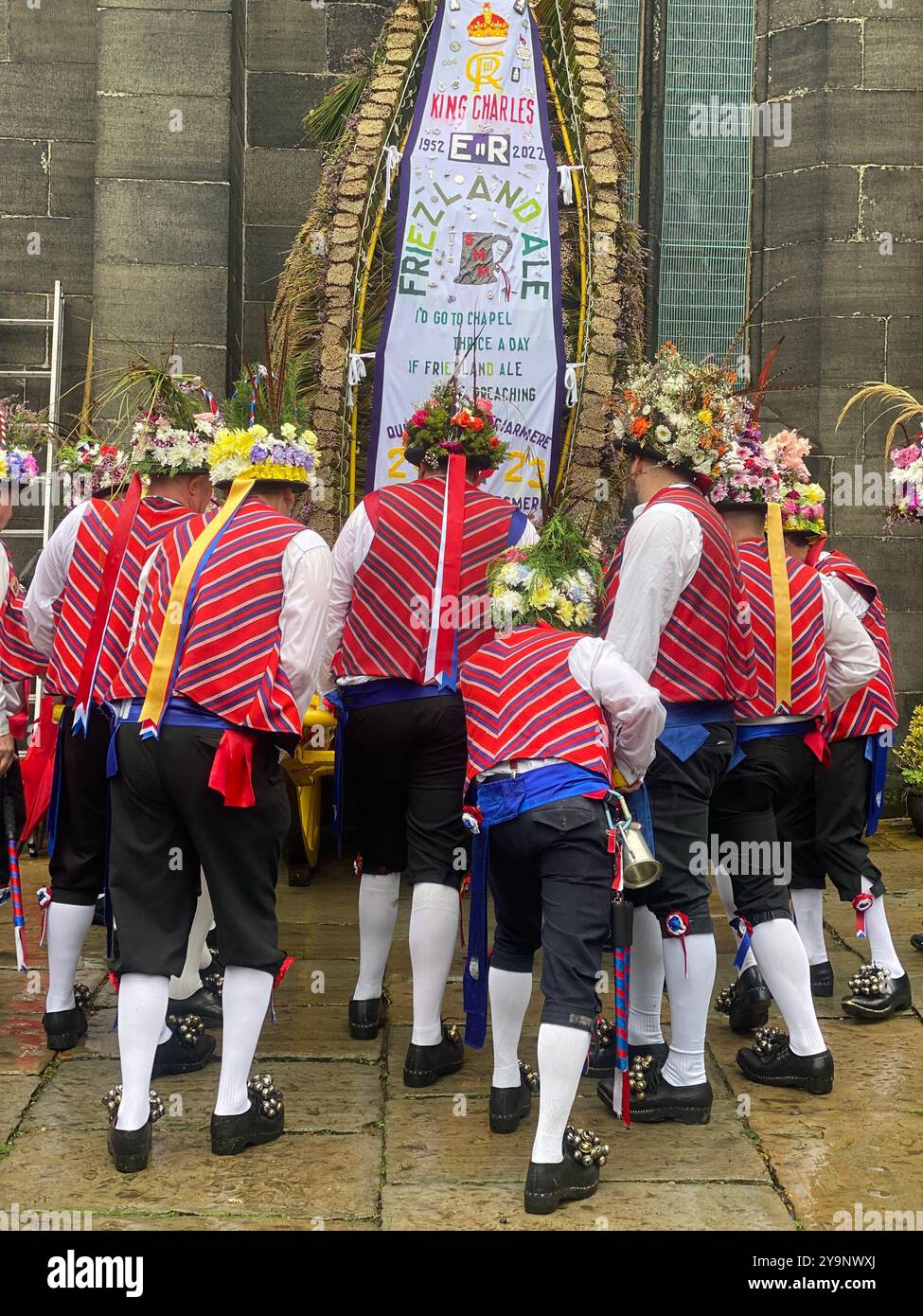 Saddleworth Morris men, Rushcart festival, August 2023, Saddleworth, Greater Manchester, U.K. - Smartphone Captured Stock Image