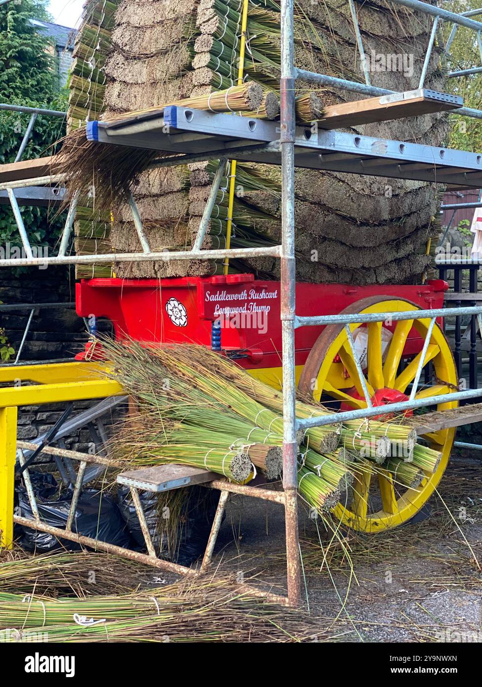 Saddleworth Morris men, Rushcart festival, August 2023, Saddleworth, Greater Manchester, U.K. - Smartphone Captured Stock Image