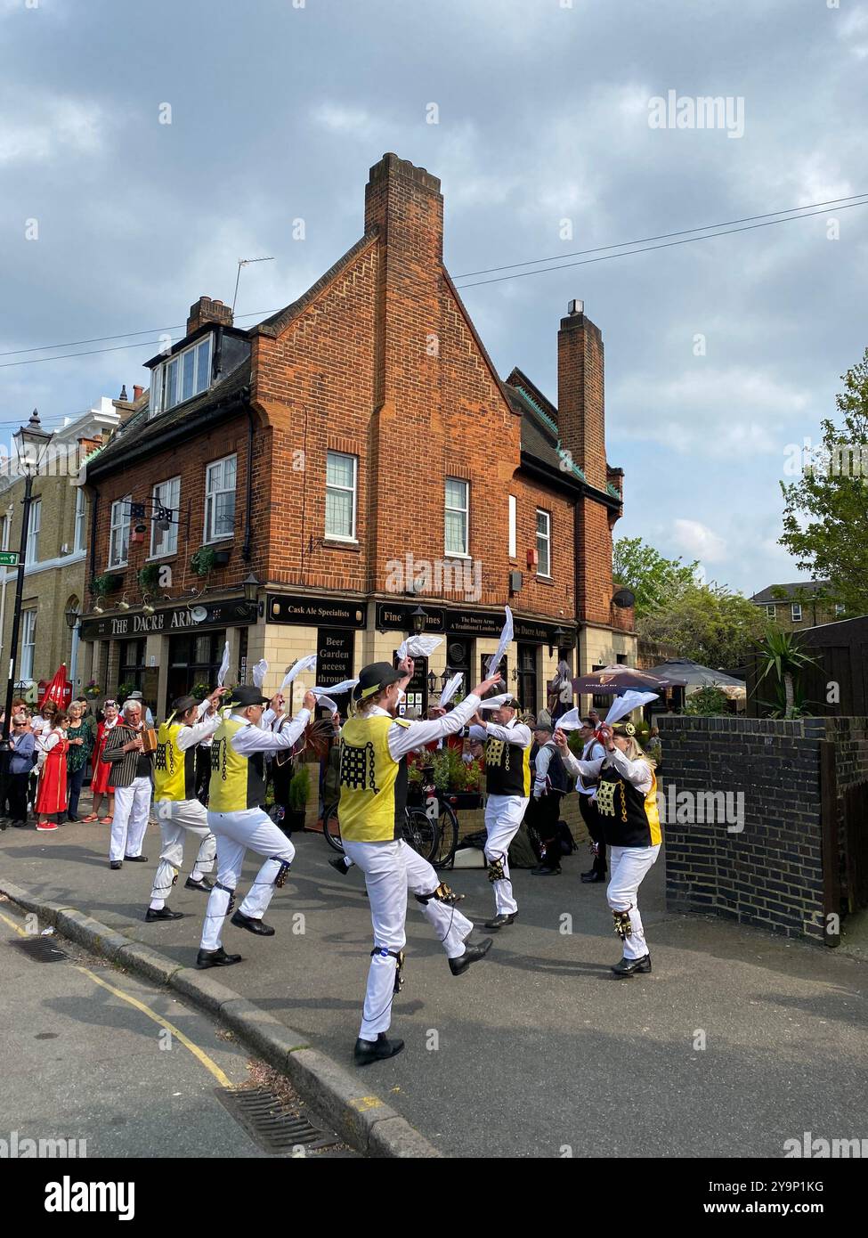 Westminster morris dancing outside the Dacre arms, Lewisham, South East London, U.K. - Smartphone Captured Stock Image