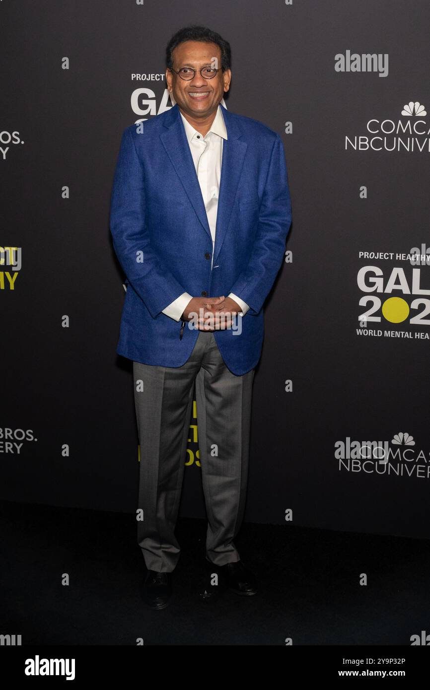 New York, USA. 10th Oct, 2024. Sukumar Nagendran arrives on the red carpet for the Project Healthy Minds' World Mental Health Day Gala at Spring Studios in New York, New York, on Oct. 10, 2024. Photo by Gabriele Holtermann Credit: Sipa USA/Alamy Live News Stock Photo