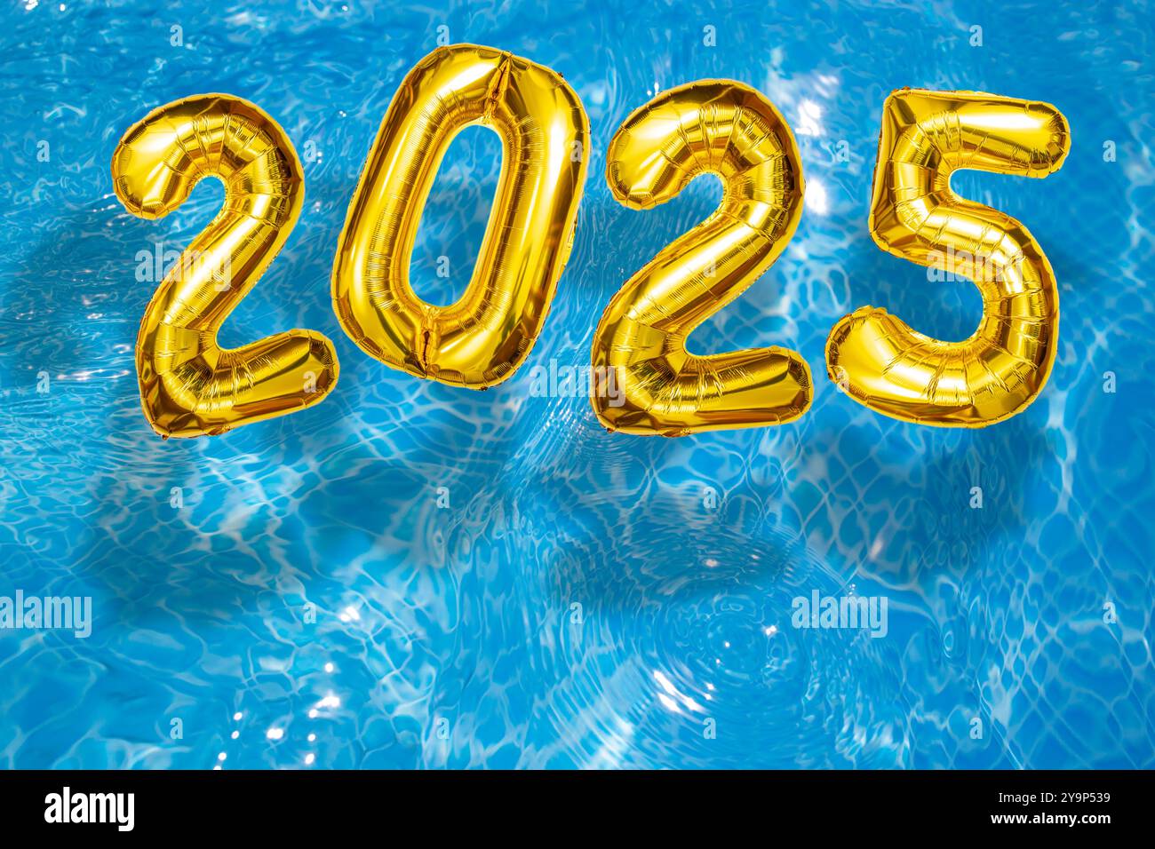 2025 Inflatable Golden Numbers On Water Ripples Surface Happy New Year 2025 Inflatable Golden Numbers On Water Ripples Surface Happy New Year With A Swimming Pool Party 2Y9P539