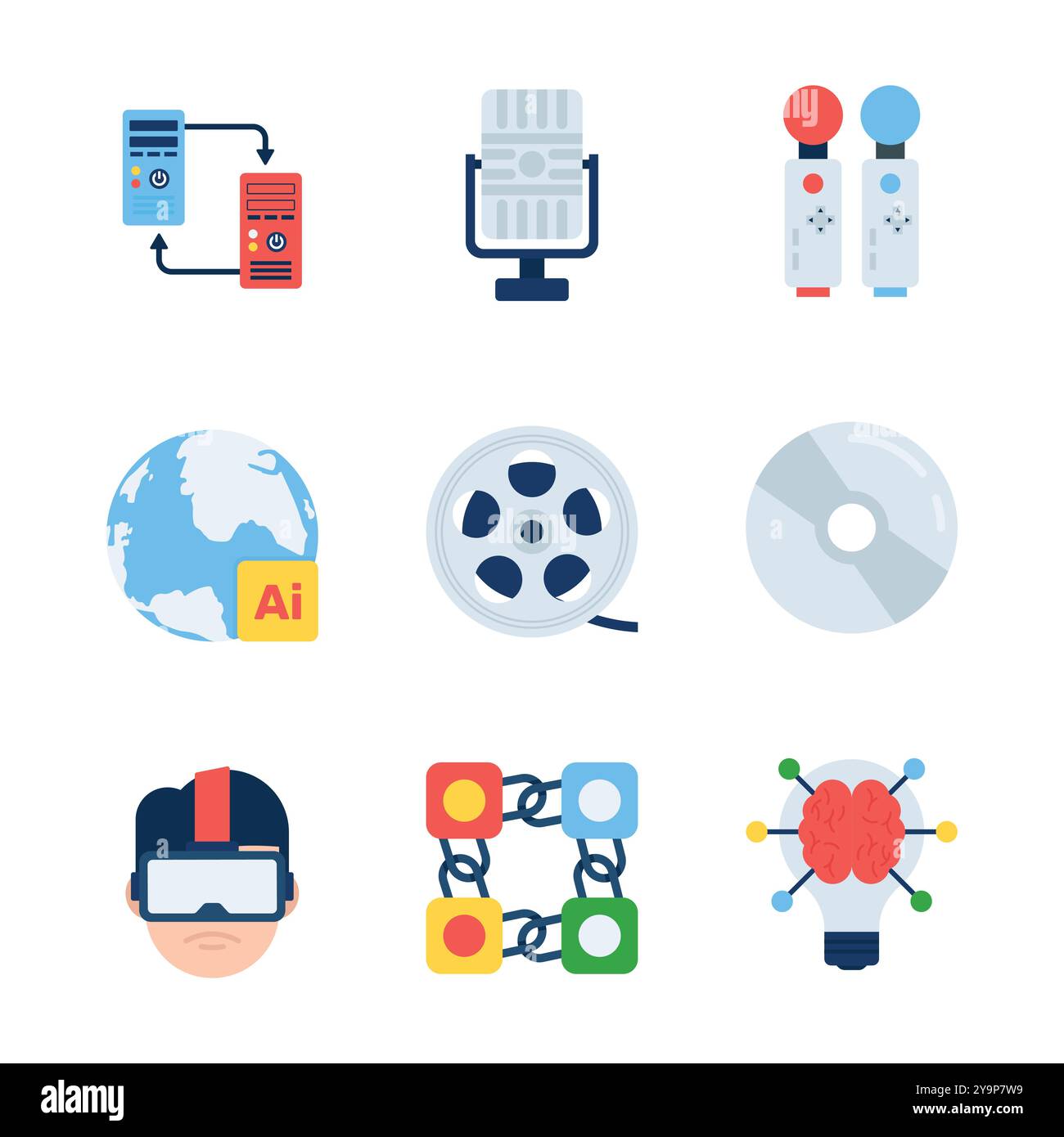 Grab this creatively crafted technology icons set in flat style, ready to use in websites mobile apps and all other presentation projects Stock Vector