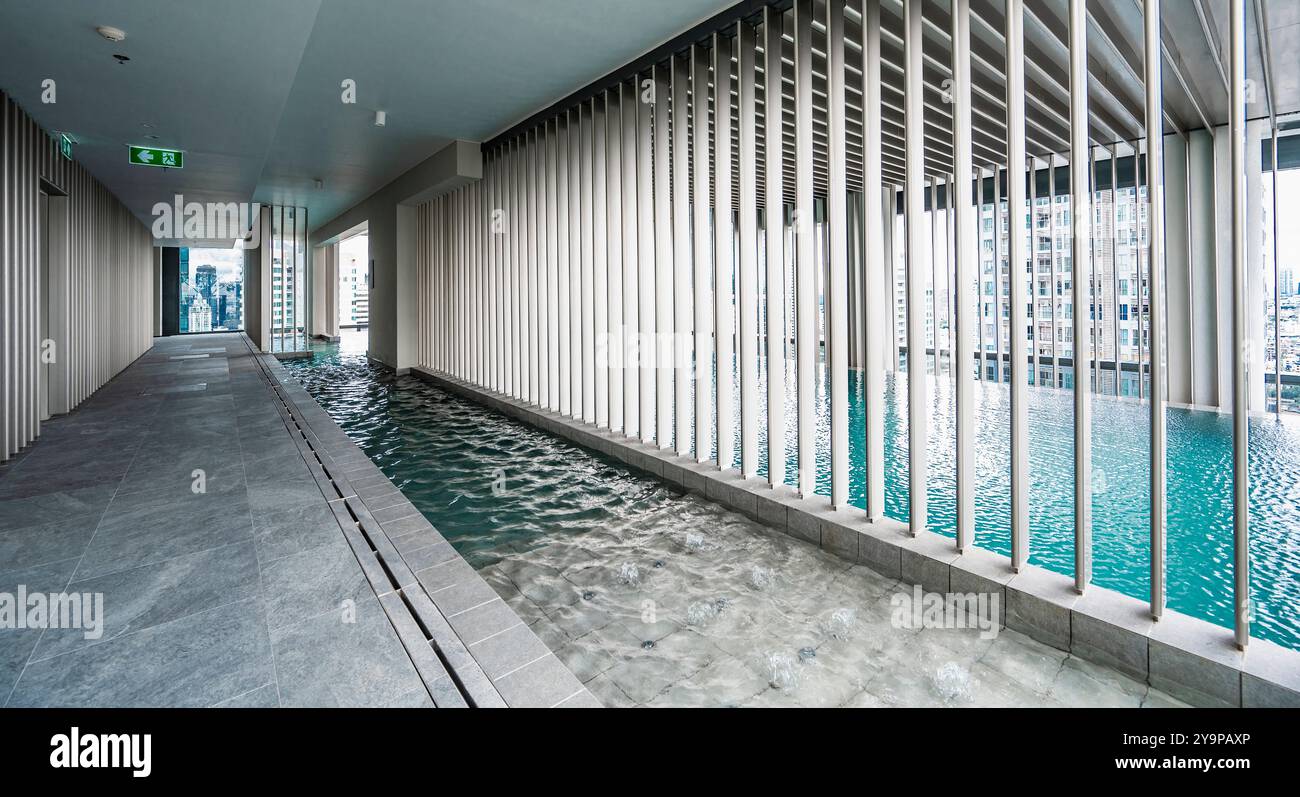 Picture of rooftop swimming pool at luxury condo in Sathorn / Bangkok Stock Photo ...