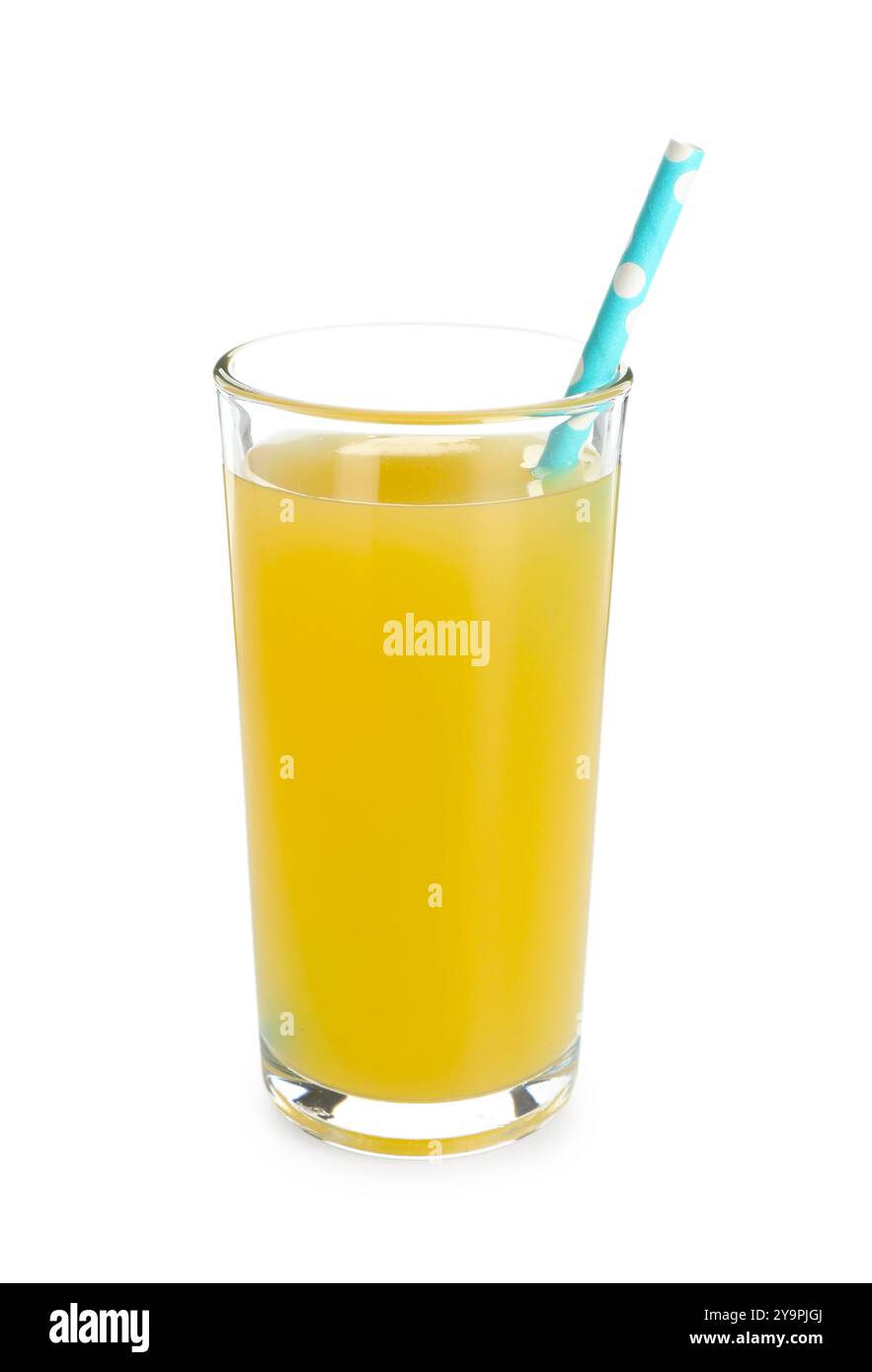 Glass with pineapple juice and straw isolated on white Stock Photo - Alamy