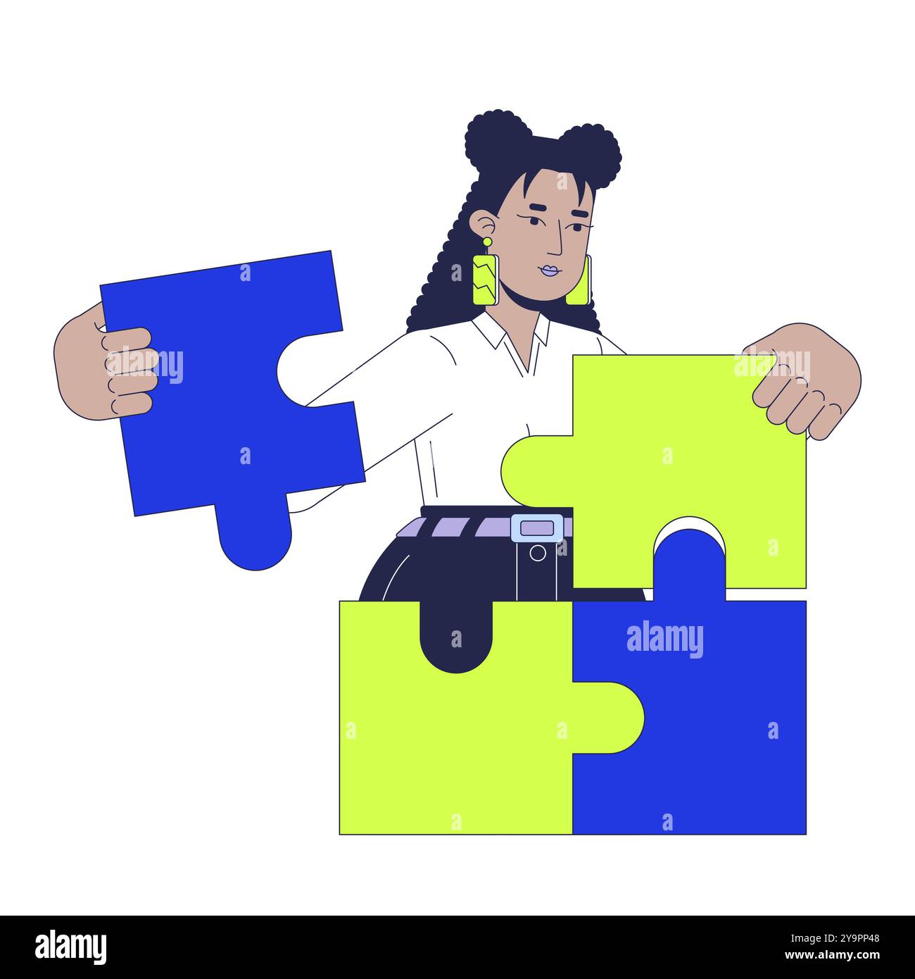 Jigsaw problem solving 2D illustration concept Stock Vector