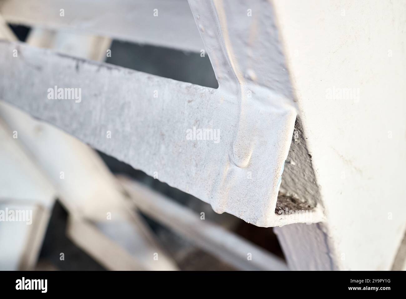 Intumescent Coating for industrial metal construction closeup shot. Intumescent systems used to protect steel which lose strength when exposed to high Stock Photo