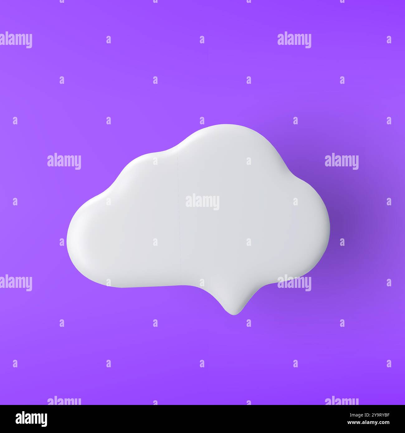 3D white speech bubble cloud shaped icon on a purple background. Stock Vector