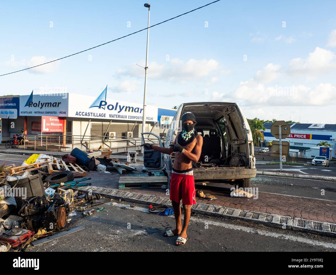 10th October 2024, Martinique. Demonstration against the high cost of living in Martinique. Since September 1st, demonstrations have been taking place on the island. Credit: Manuel JEAN-FRANCOIS/Alamy Live News Stock Photo