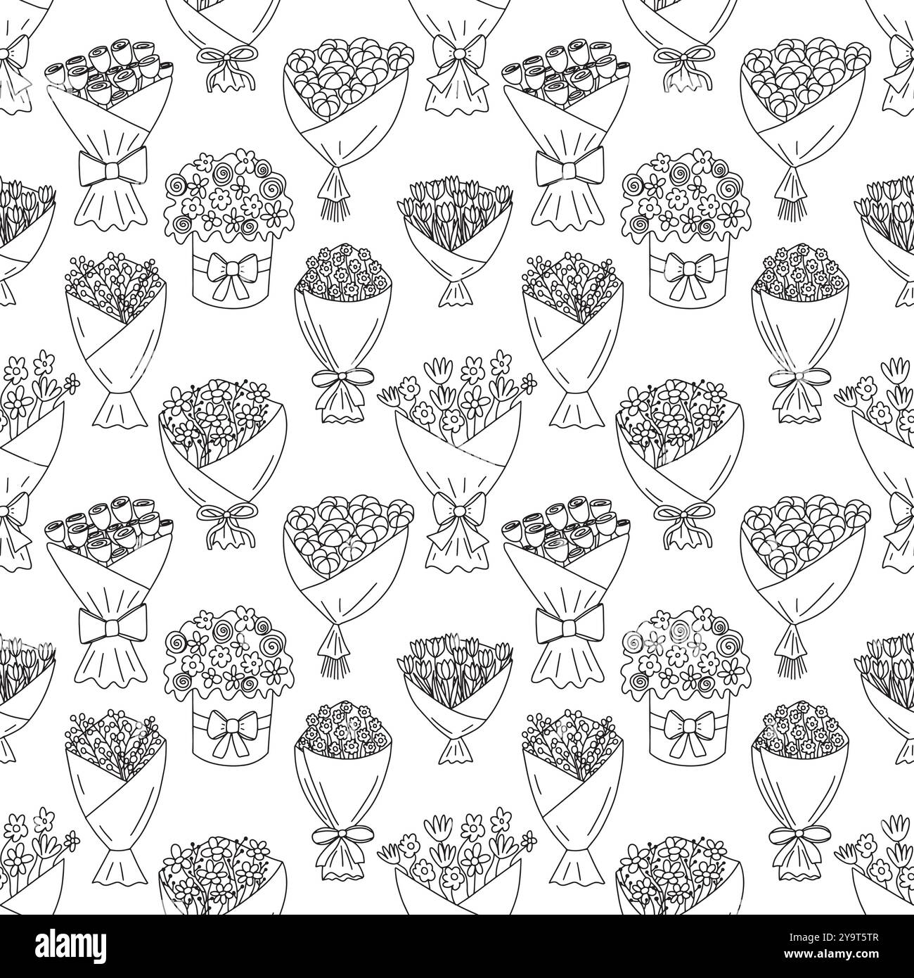 Doodle flower bouquets pattern Stock Vector Image & Art - Alamy