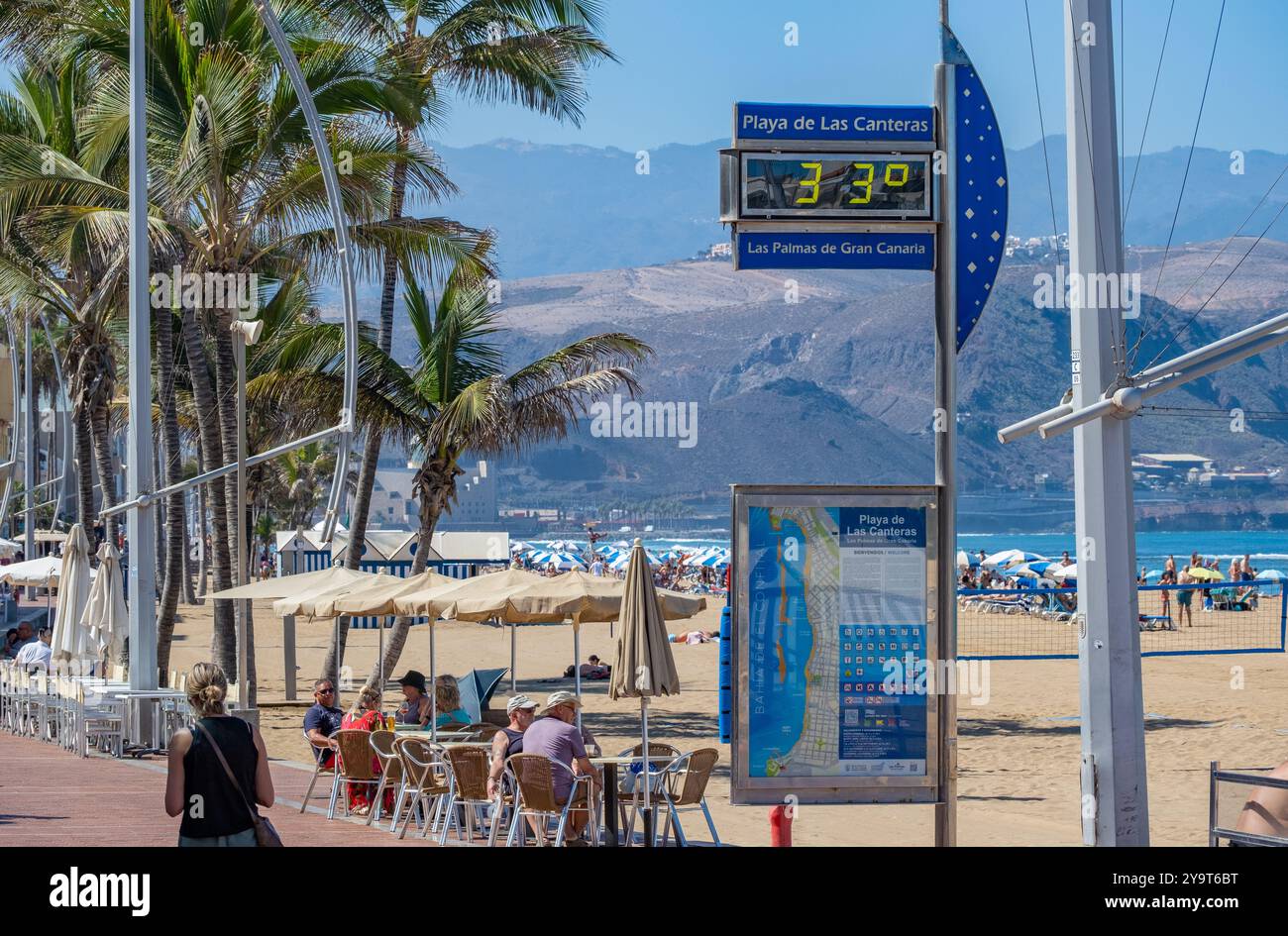 Gran Canaria, Canary Islands, Spain, 11th October 2024. Hundreds of British tourists travelling on cruise ship, Britannia, disembark to bask in glorious sunshine on the city beach in Las Palmas as temperatures reach 33 degrees Celcius. Further anti tourist protests across the Canary Islands are due to take place on 20th October. Credit: Alan Dawson/Alamy Live News. Stock Photo