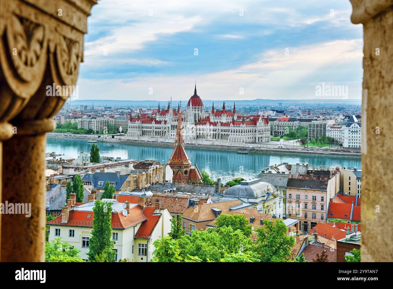 Panorama View On Budapest City From Fisherman Bastion Hangary Stock panorama-view-on-budapest-city-from-fisherman-bastion-hangary-stock
