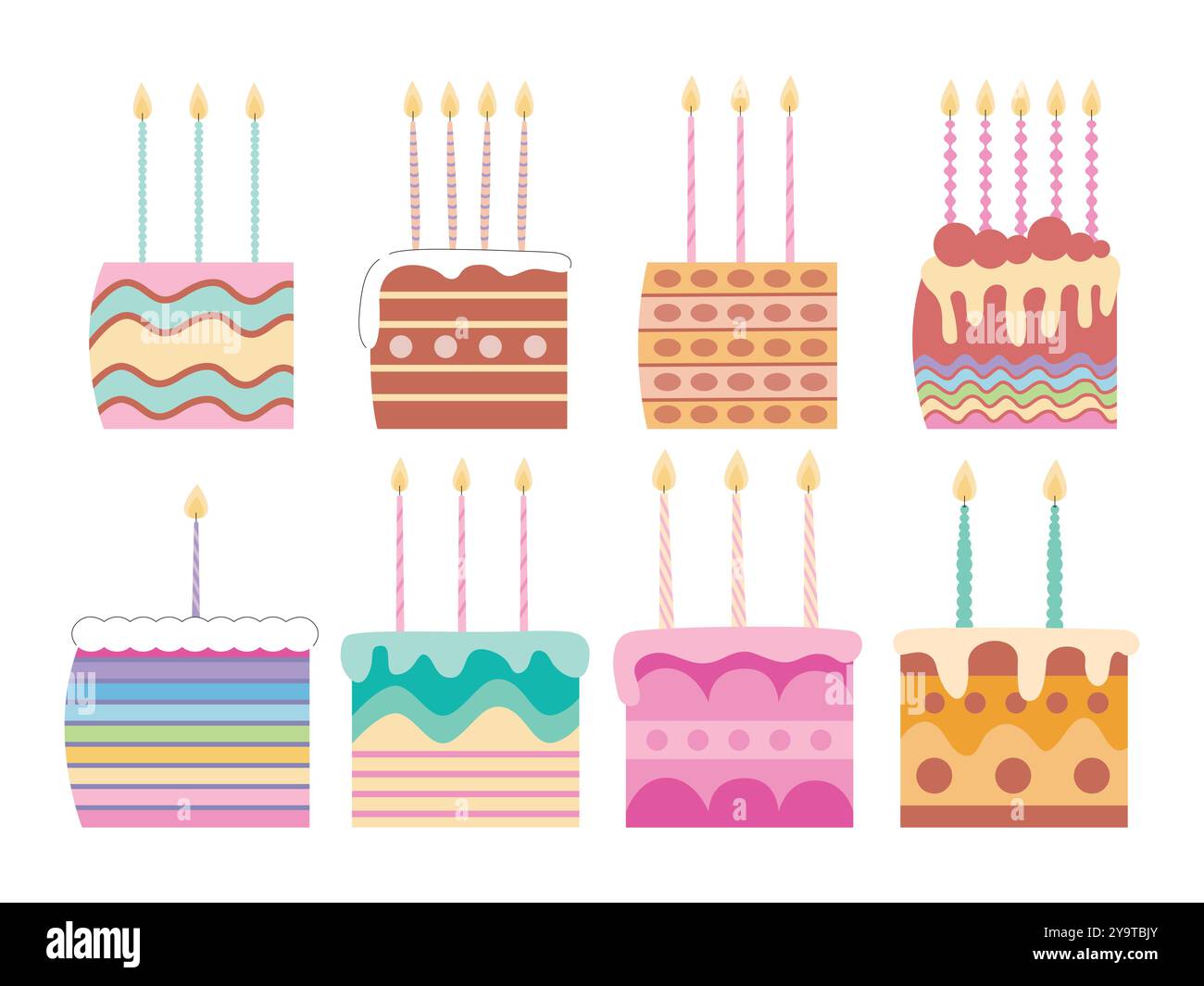 Birthday slices of cake vector flat set Stock Vector Image & Art - Alamy