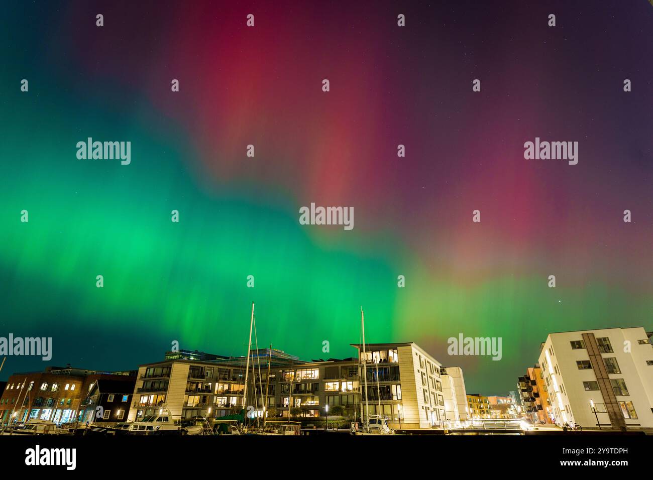 Denmark In October Odense, Denmark. 10th, October 2024. Northern lights seen over Odense ...
