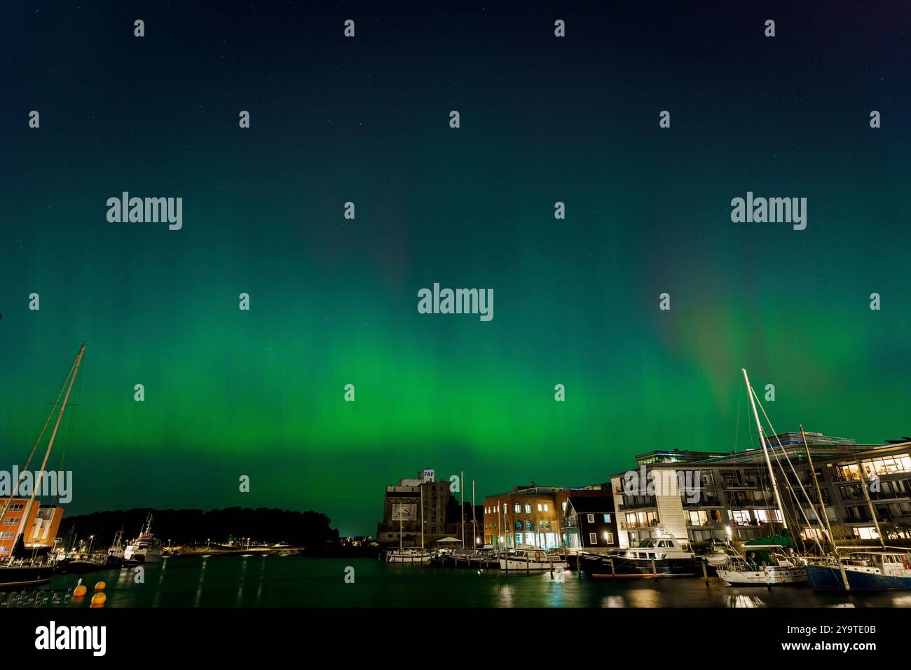 Denmark In October Odense, Denmark. 10th, October 2024. Northern lights seen over Odense ...