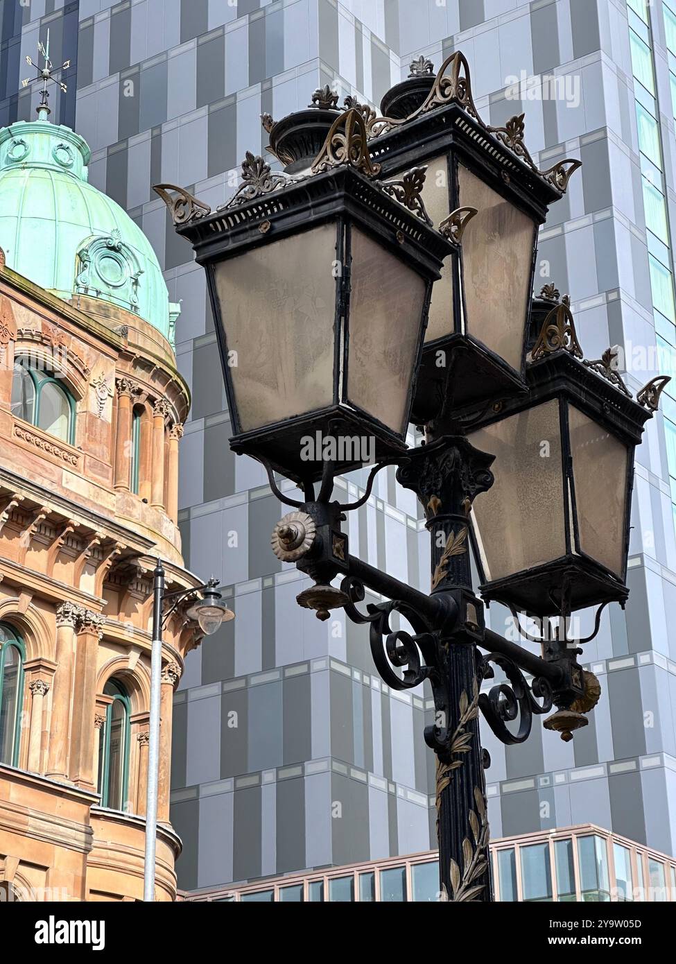 Ewart Building and Grand Central Hotel, Bedford Street, Belfast, with Ulster Hall Lampposts - Smartphone Captured Stock Image