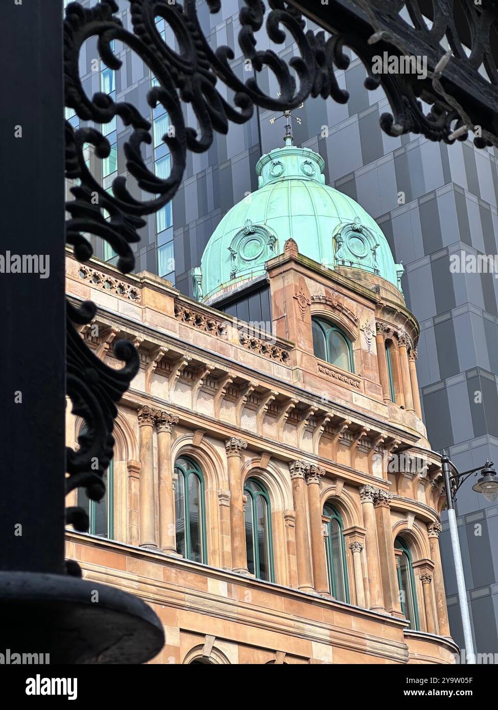 Ewart Building and Grand Central Hotel, Bedford Street, Belfast, with Ulster Hall Lampposts - Smartphone Captured Stock Image