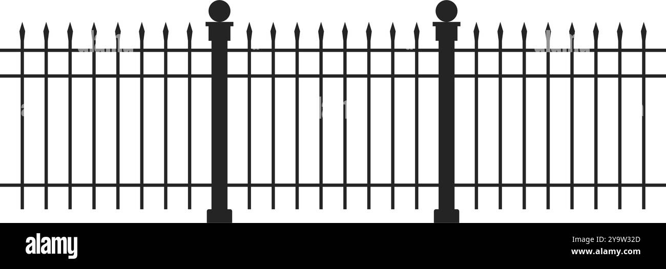 Fench Post Vector Wrought iron fence with pointed tops. Vector illustration Stock Vector ...