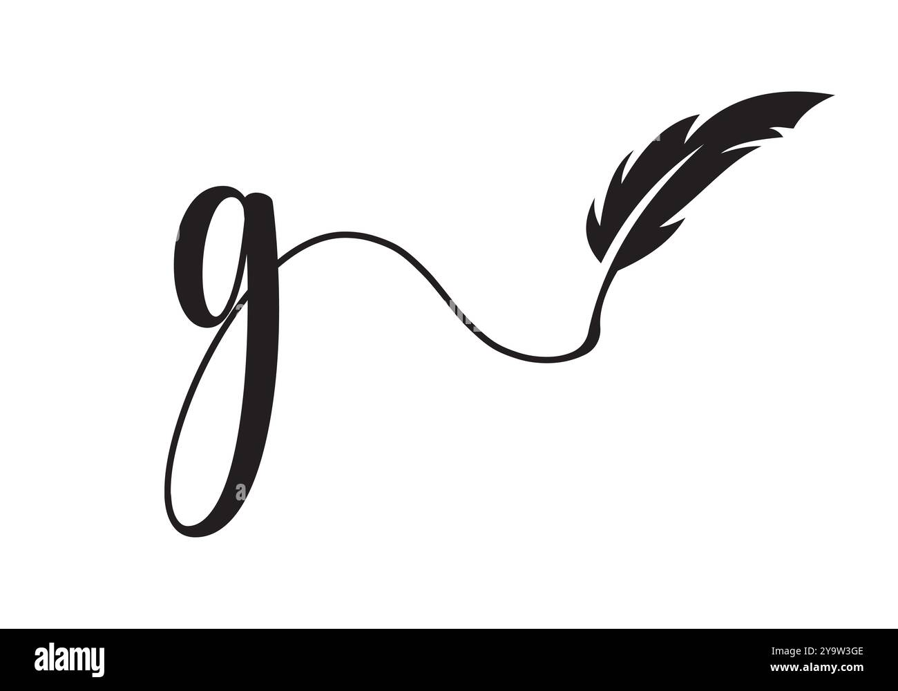 Letter G Feather Logo Design Vector Template. Feather Symbol Stock Vector