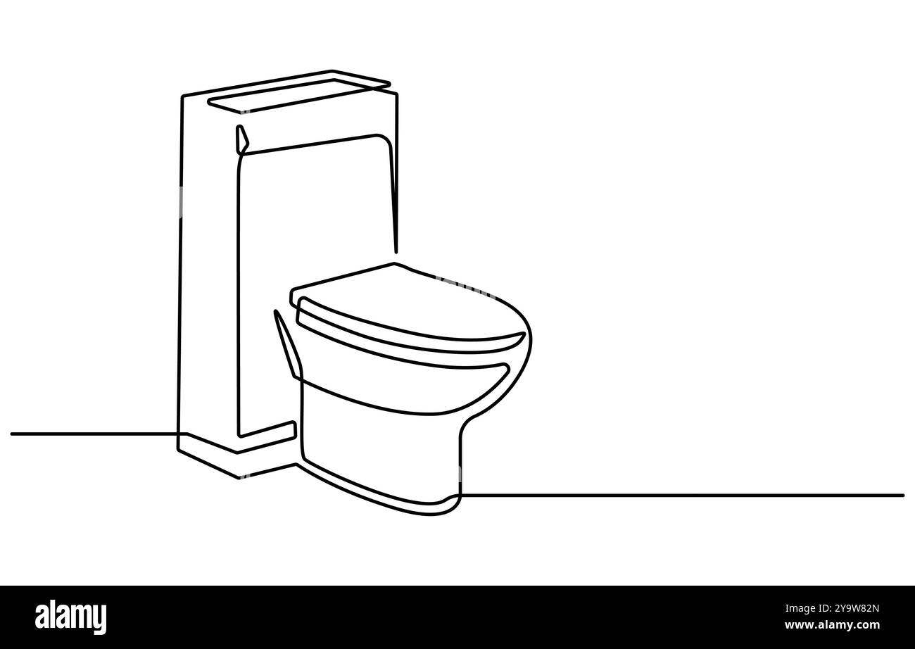 One line Bowl icon vector background. toilet icon. Continuous outline ...