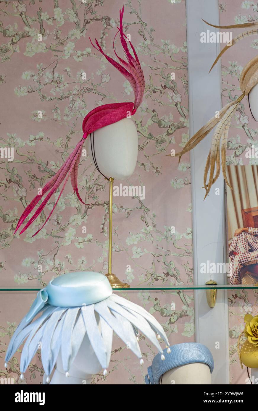 Lock & Co. Hatters in London,display of couture hats designed by Awon ...