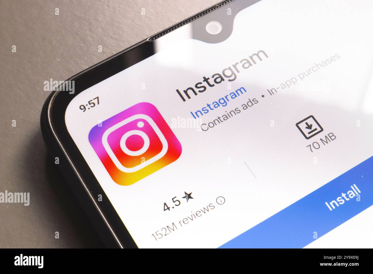 October 11, 2024, Brazil. In this photo illustration, the Instagram app logo is displayed on a smartphone screen Stock Photo