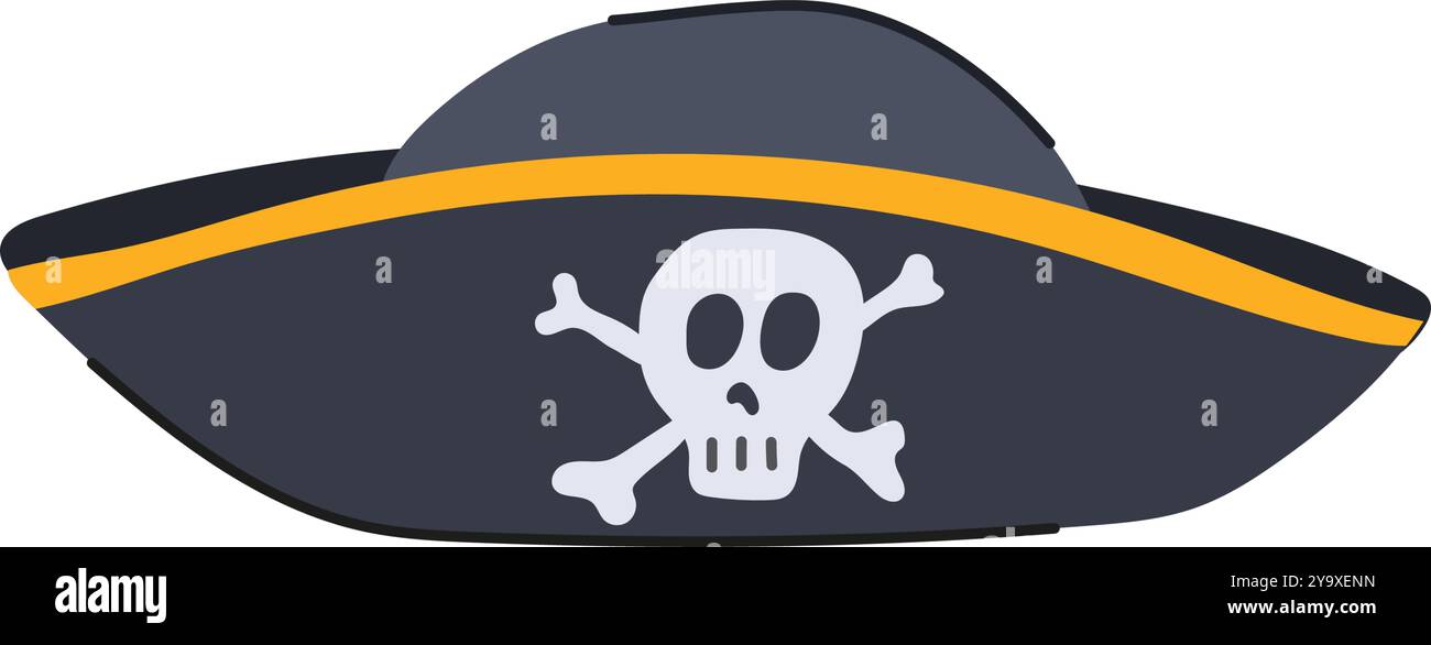 crossbones pirate hat cartoon vector illustration Stock Vector Image ...