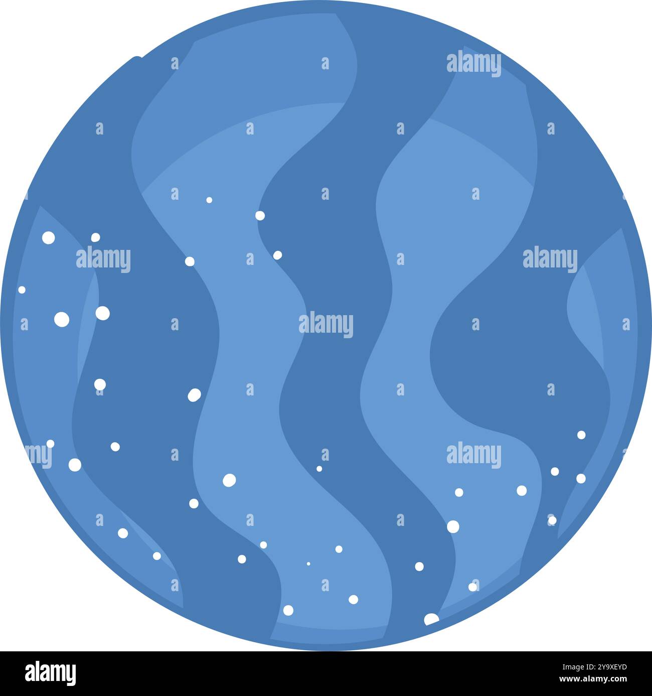 Blue planet with wavy patterns and white dots, vector illustration ...