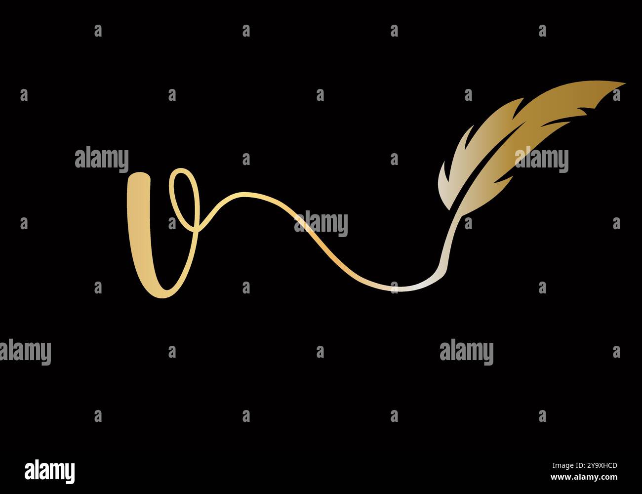 Initial Letter V Feather Logo Design Vector Template. Feather Symbol Stock Vector
