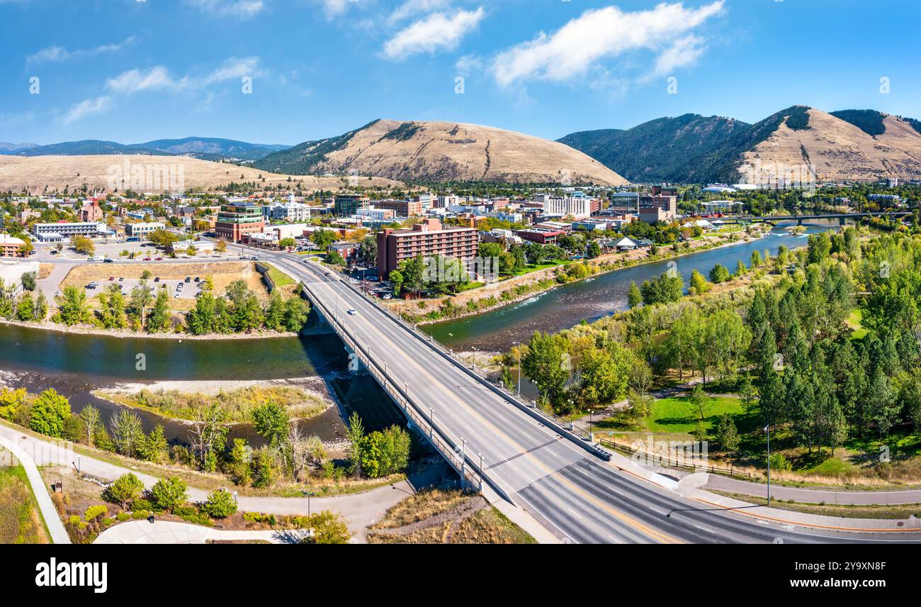 Aerial panorama of Missoula Montana Stock Photo Alamy