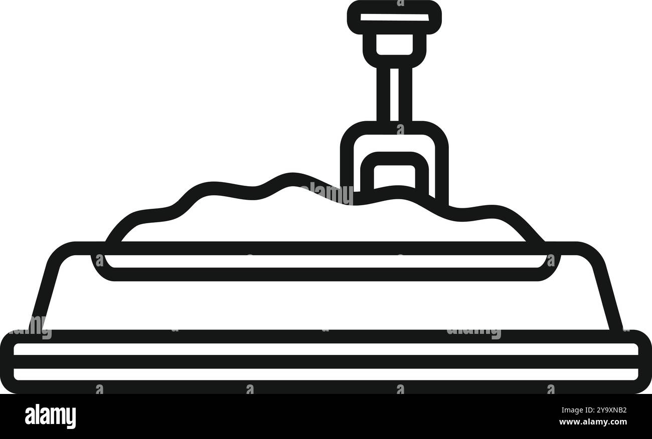 Sandbox with shovel standing on white background icon vector outline ...