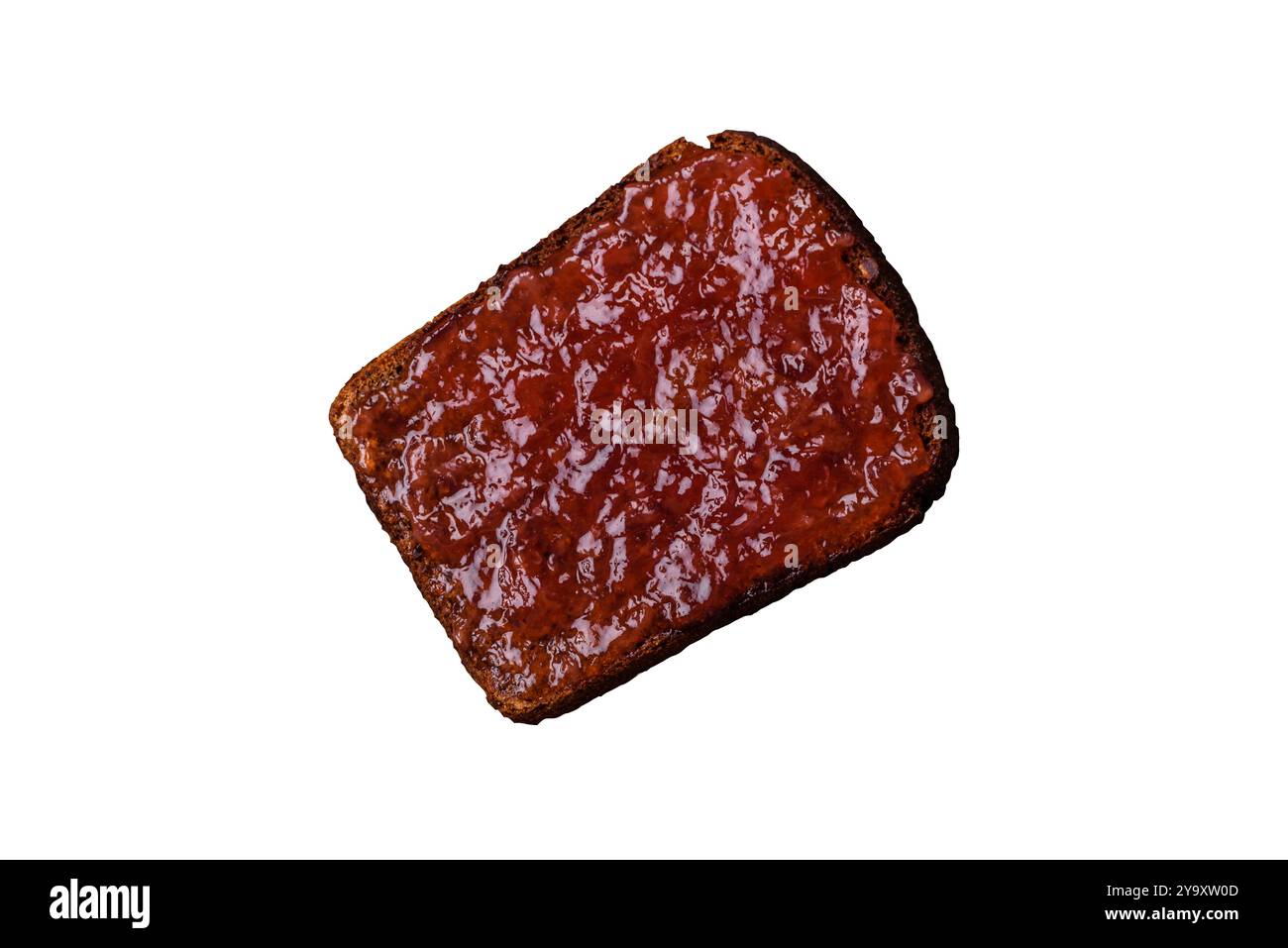Sandwiches with toast bread, peanut butter and raspberry or strawberry jam. Hearty, nutritious breakfast Stock Photo