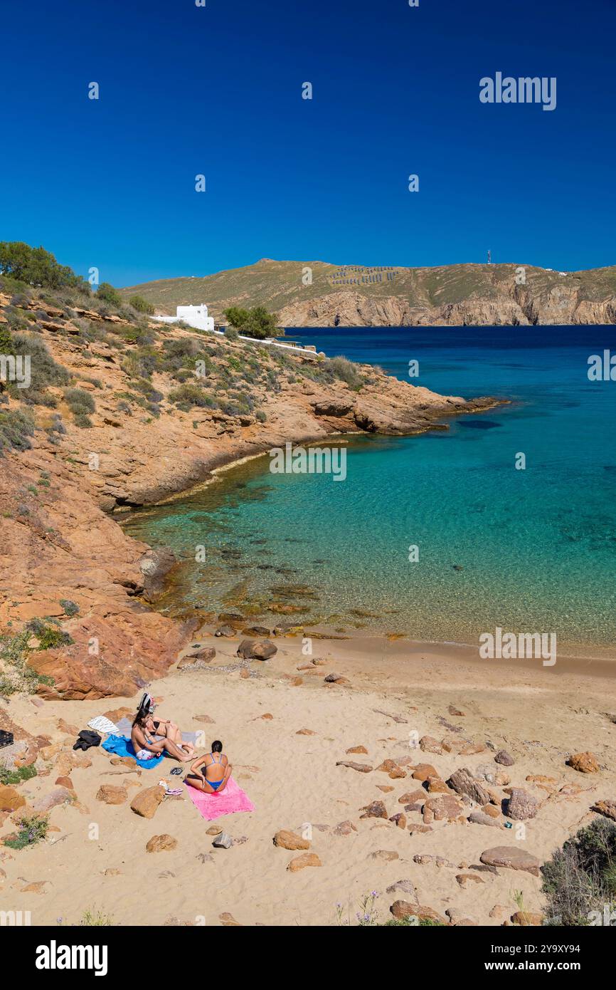 Greece, Cyclades, Mykonos Island, Agios Sostis beach Stock Photo