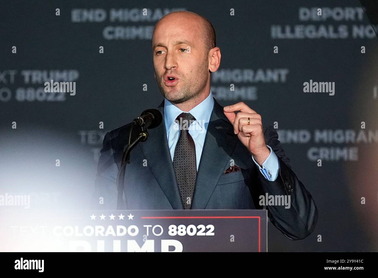 Stephen Miller speaks before Republican presidential nominee former ...