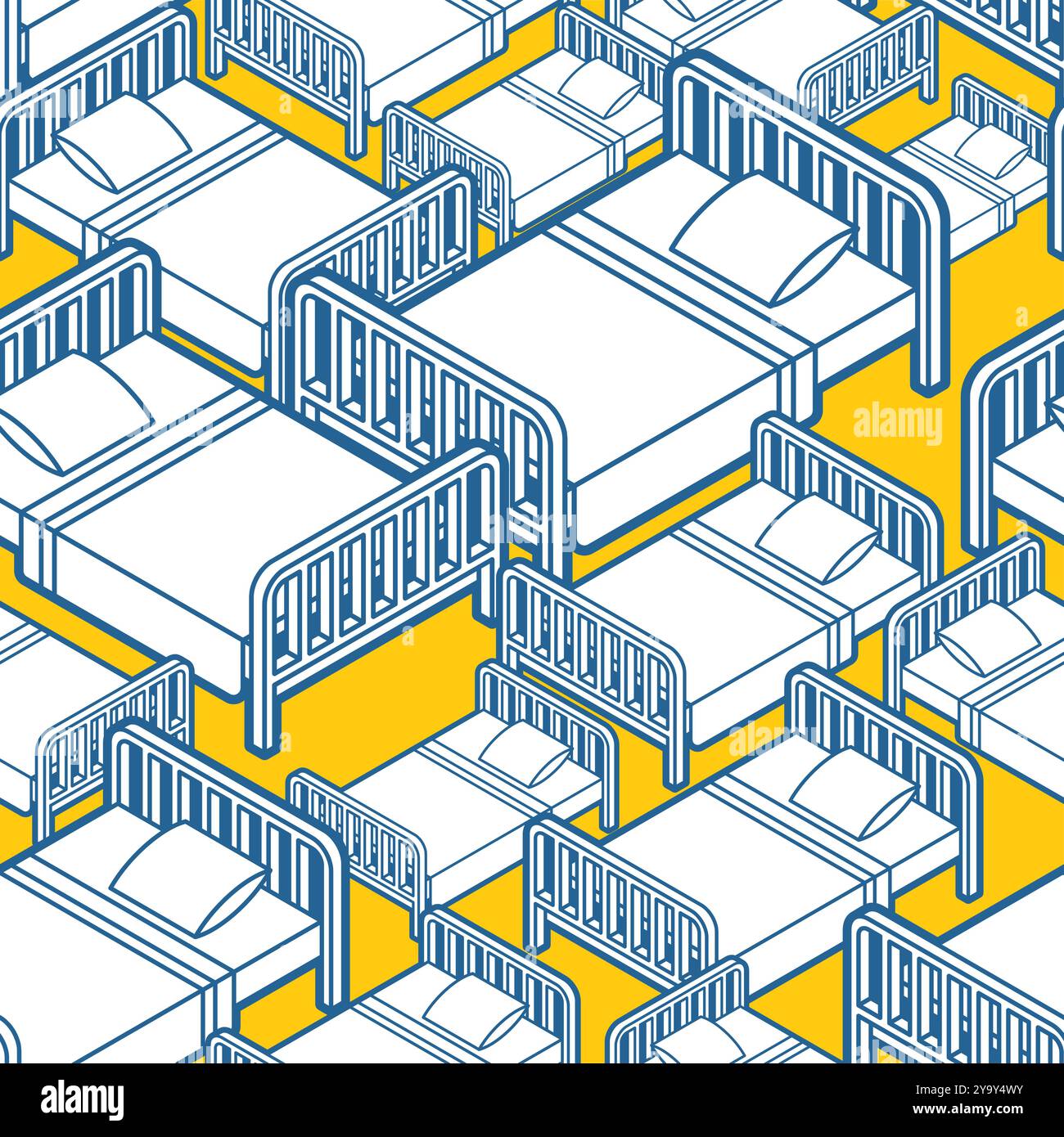 Bed pattern seamless. Bd with blanket and pillow background. texture for fabric Stock Vector